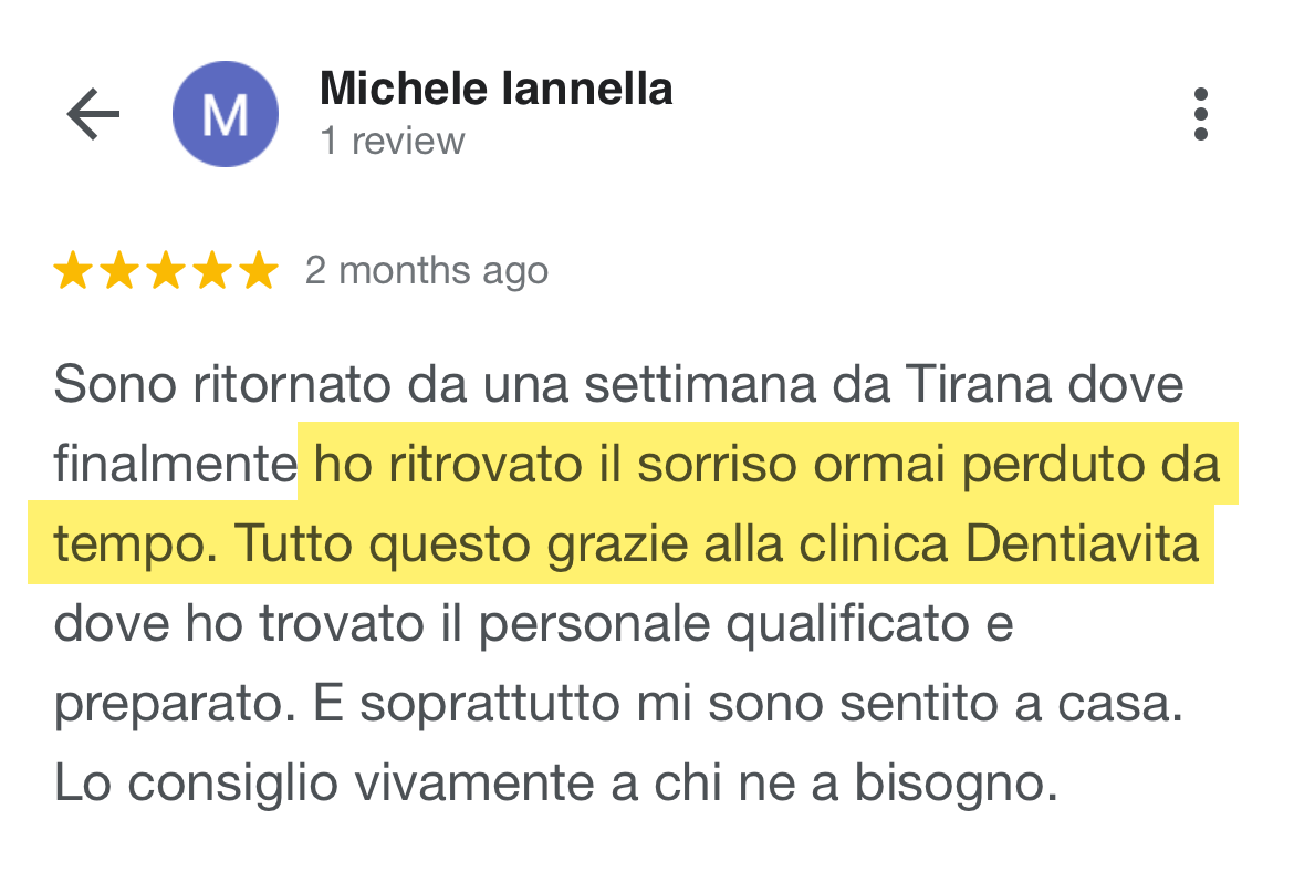 Testimonianza Dentista in Albania