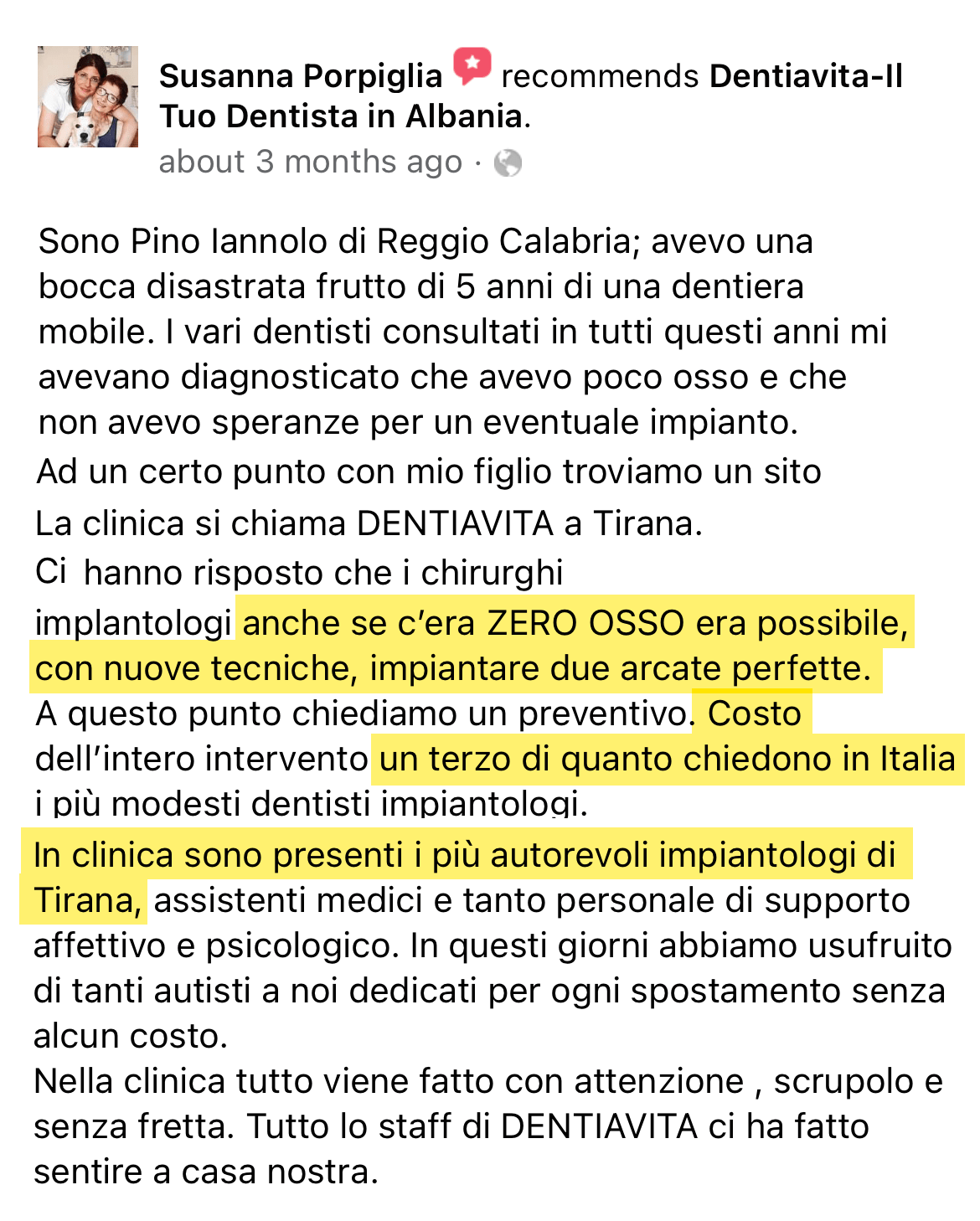 Testimonianza Dentista in Albania